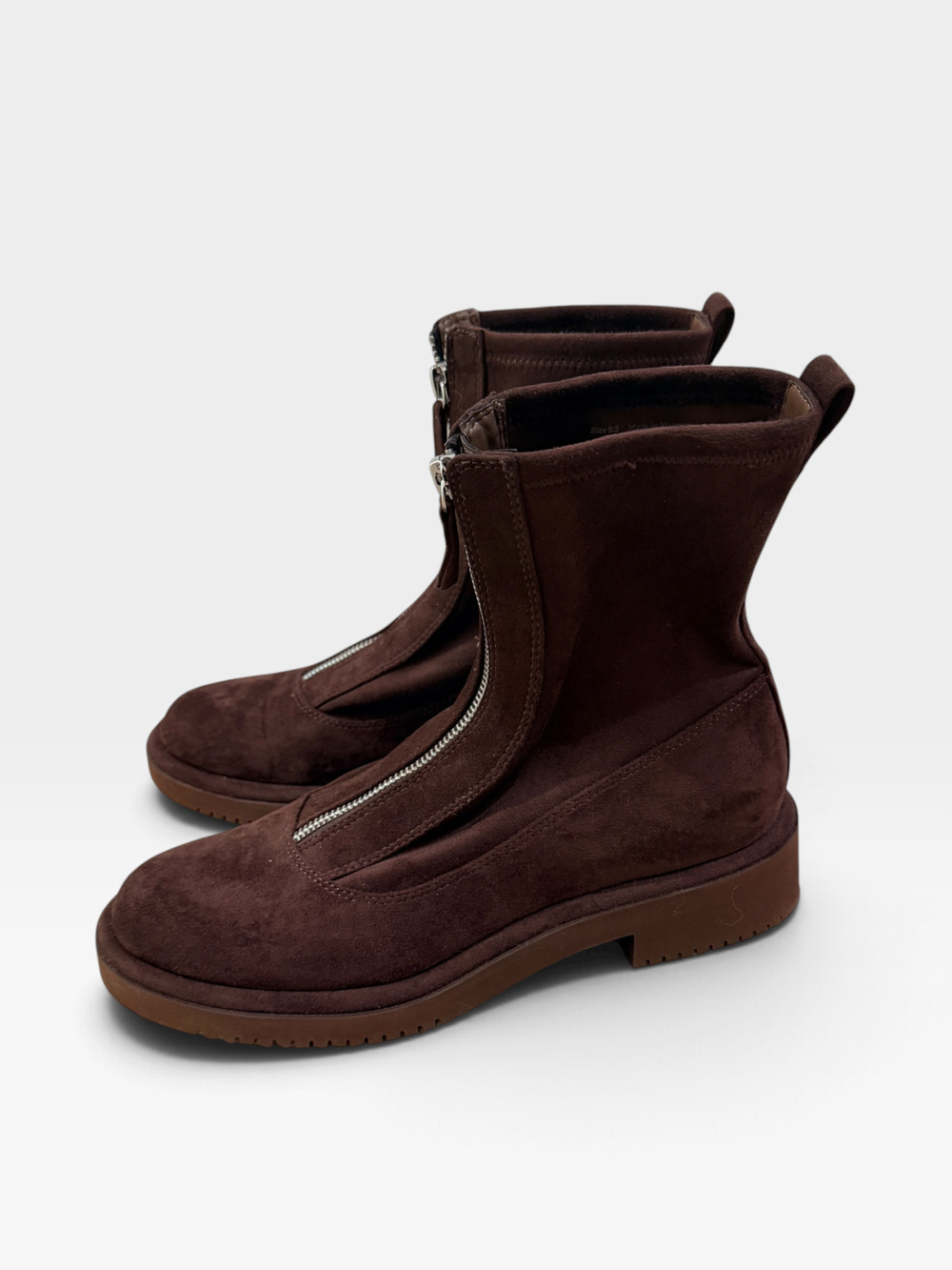 Dolce Vita Booties Womens Size 9.5 Brown Suede Front Zip Ankle Boots Flat Sole